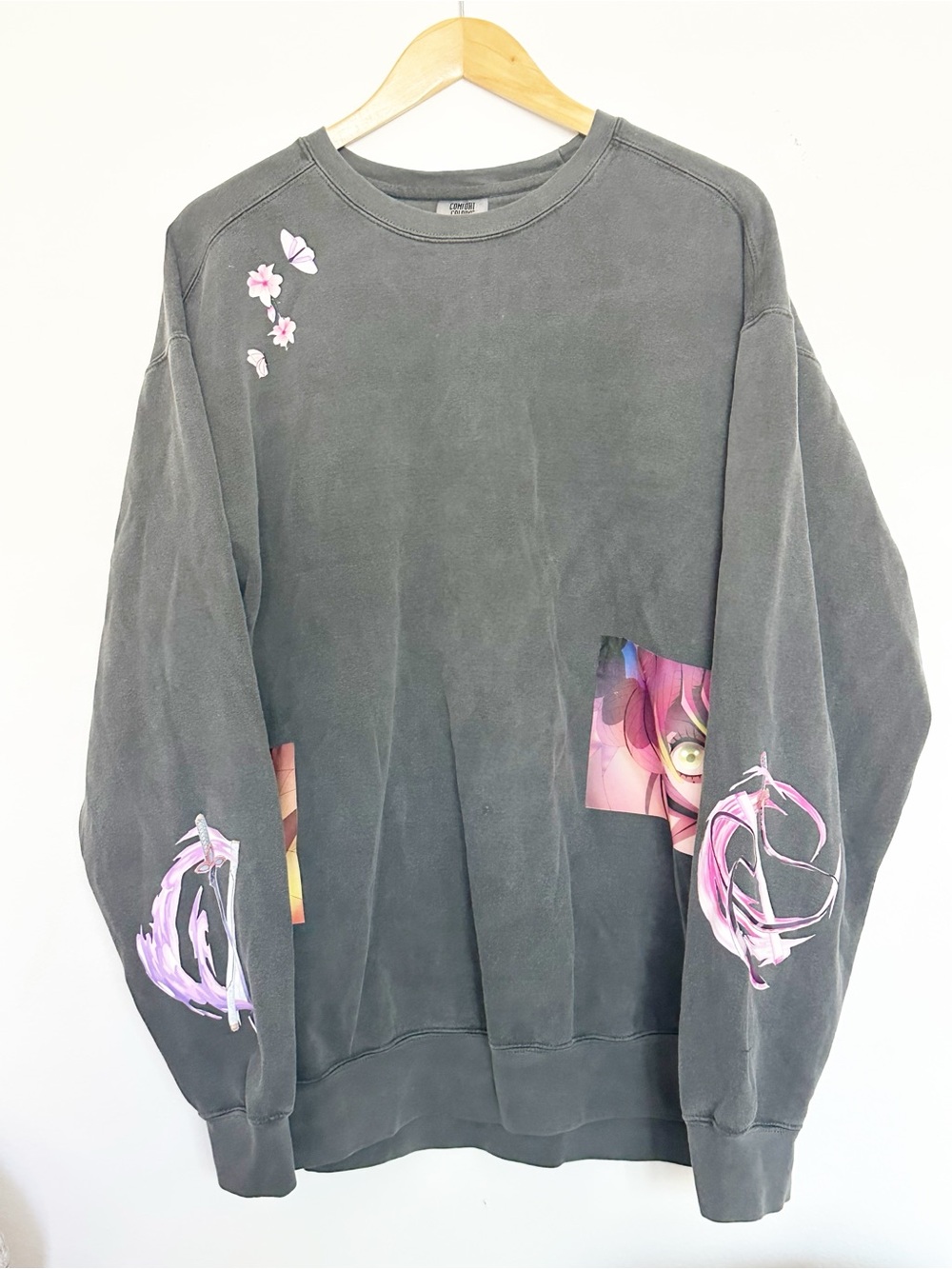 Demon Slayer Comfort Colors Black Crewneck Sweatshirt Unisex Size XL